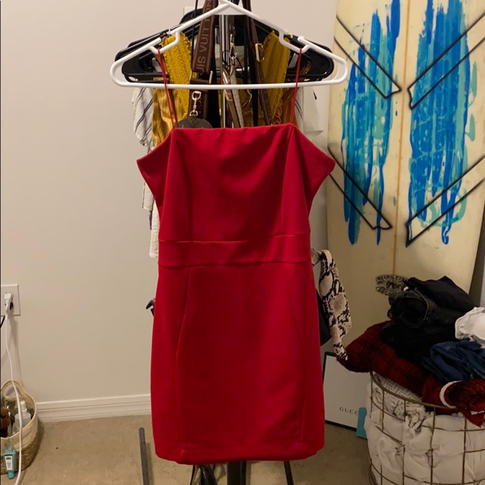 red fitted mini dress